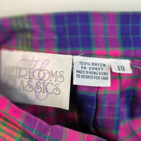 1980s Pleated High Waist Plaid Maxi Skirt Size 10 Academia Vintage Deadstock New - Picture 3 of 7